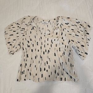 Carly Jean Cream and Black Patterned Blouse